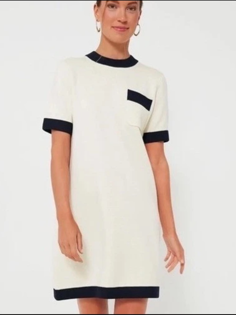 Tuckernuck Merritt Cream Dress with Navy Trim Size XXL